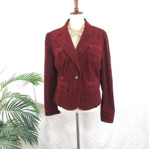 Per Se Red Corduroy Blazer Jacket Sz L